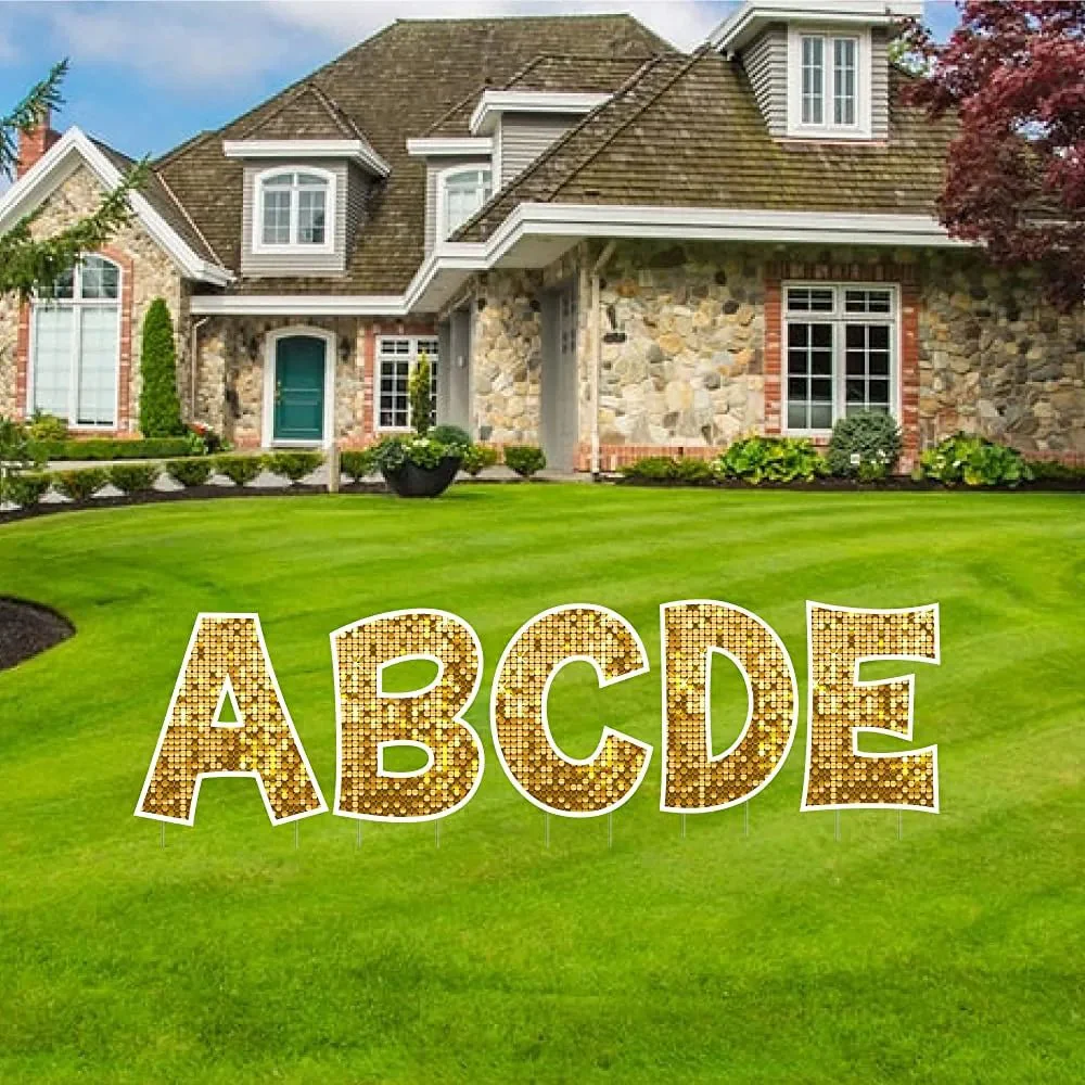18" Alphabet Yard Card Letters | KG Font | Disco Sparkle | 26 pc Set - Image 15