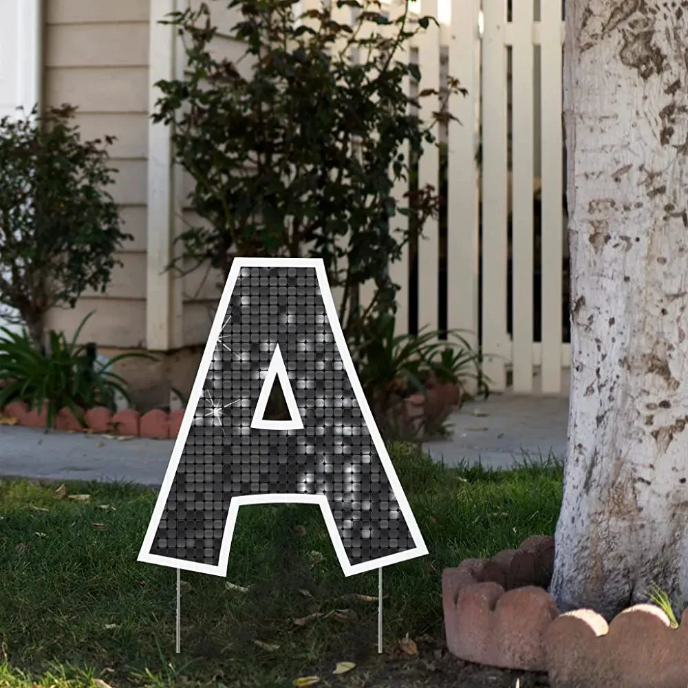 18" Alphabet Yard Card Letters | KG Font | Disco Sparkle | 26 pc Set - Image 3