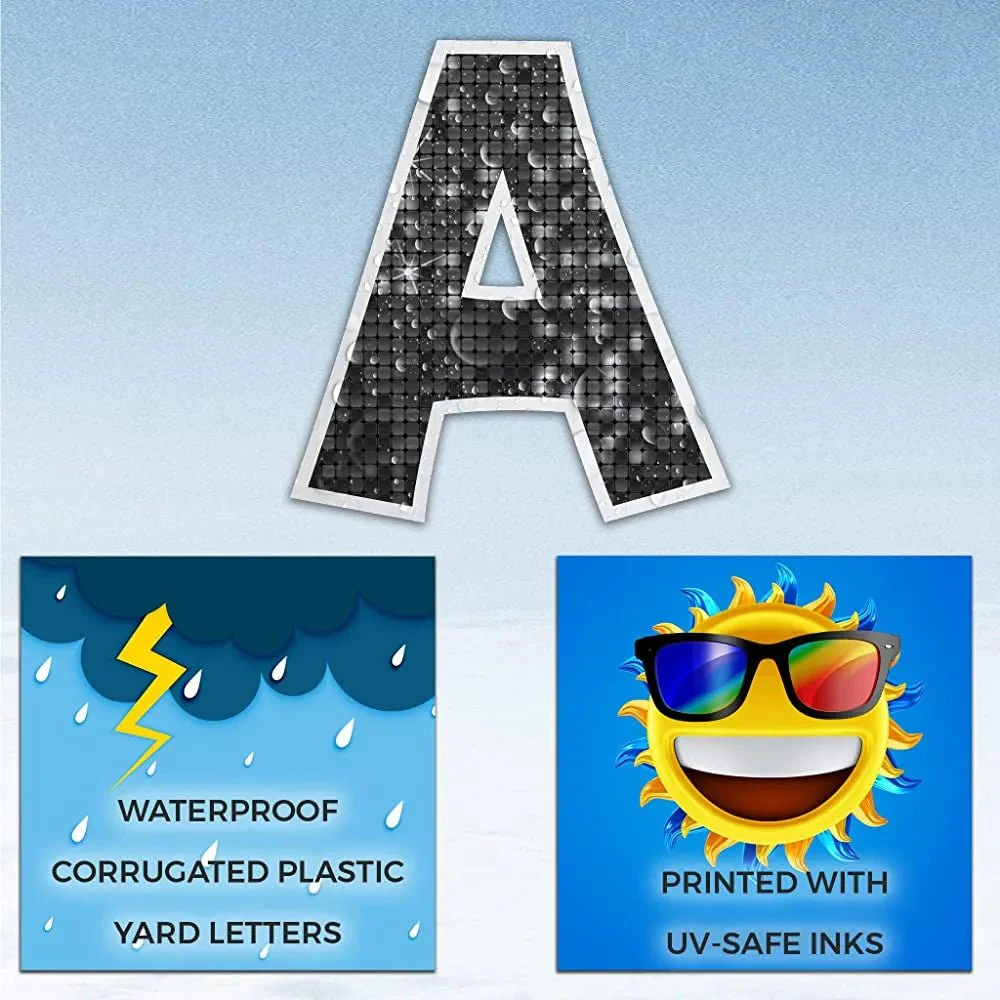 18" Alphabet Yard Card Letters | KG Font | Disco Sparkle | 26 pc Set - Image 4