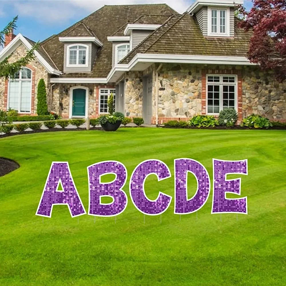 18" Alphabet Yard Card Letters | KG Font | Disco Sparkle | 26 pc Set - Image 9