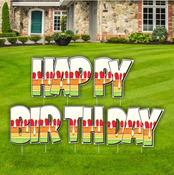 24" Luckiest Guy Happy Birthday Cake Yard Letters Quick Set, 5 pcs - Image 10