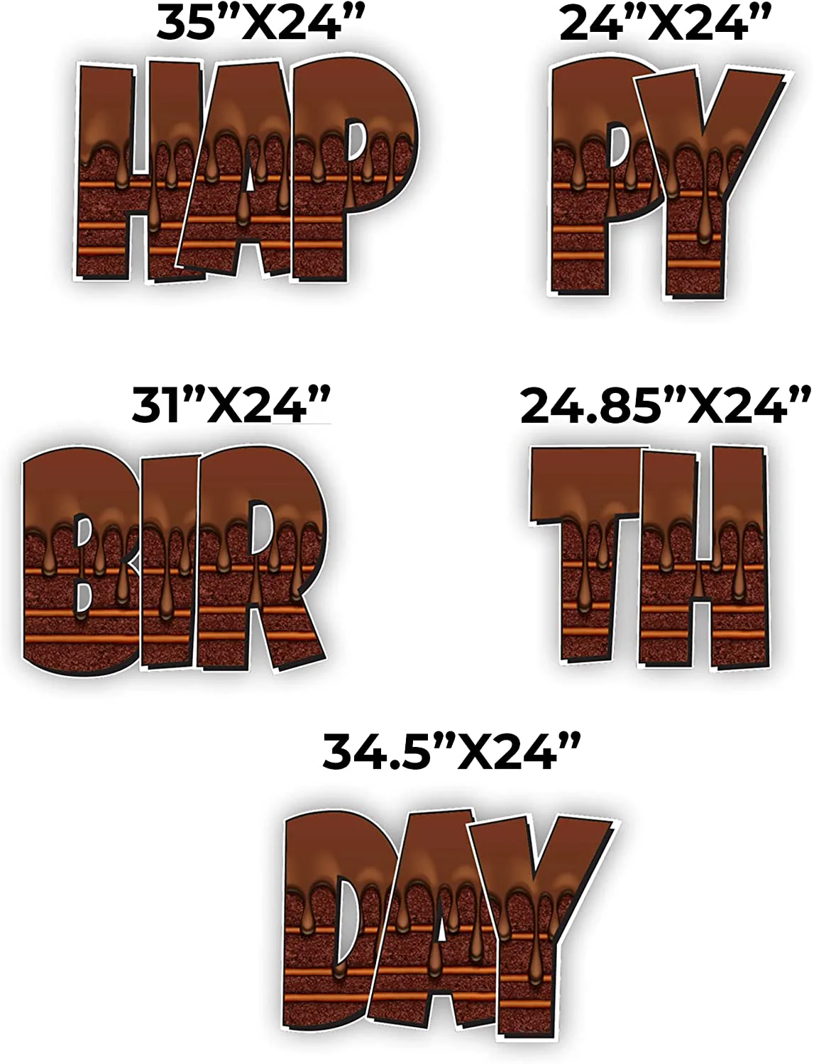 24" Luckiest Guy Happy Birthday Cake Yard Letters Quick Set, 5 pcs - Image 4