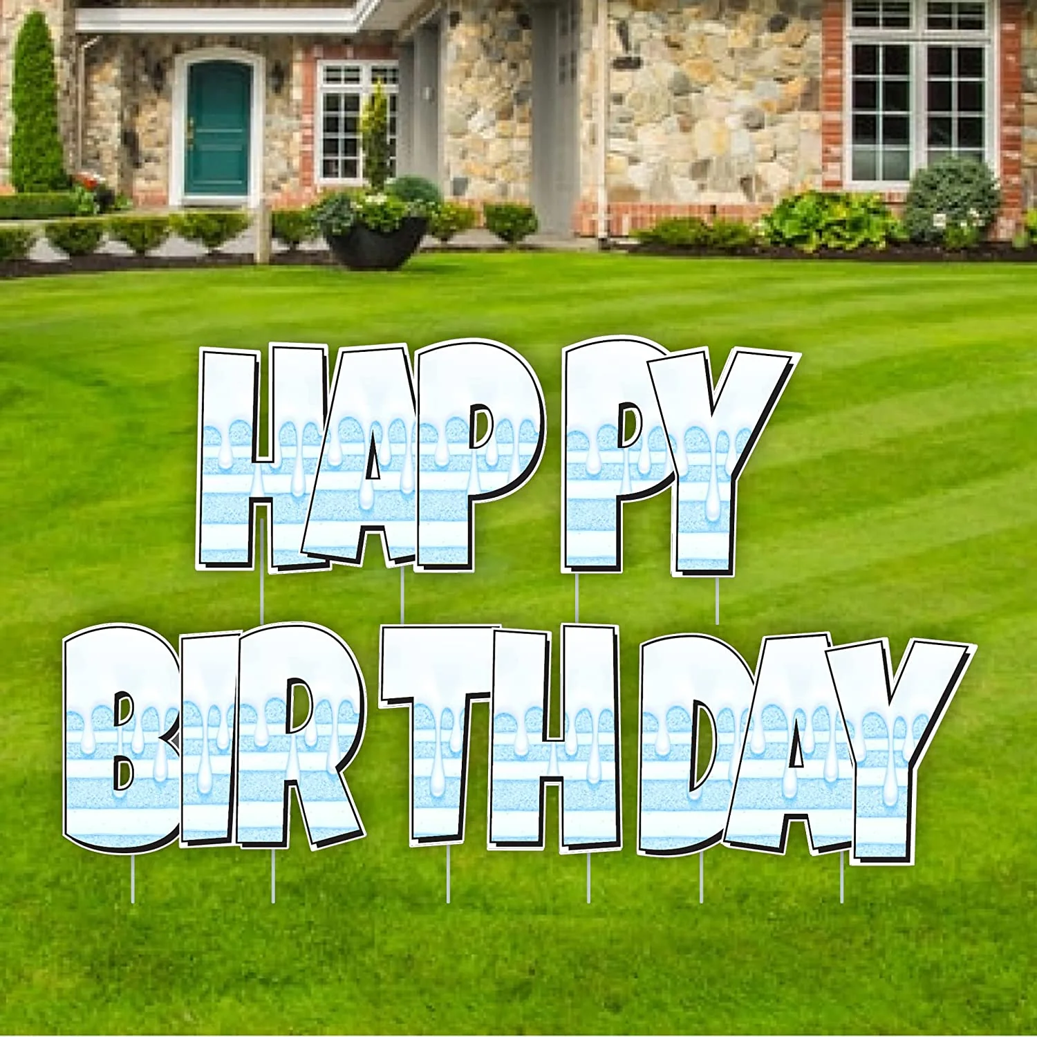 24" Luckiest Guy Happy Birthday Cake Yard Letters Quick Set, 5 pcs - Image 9