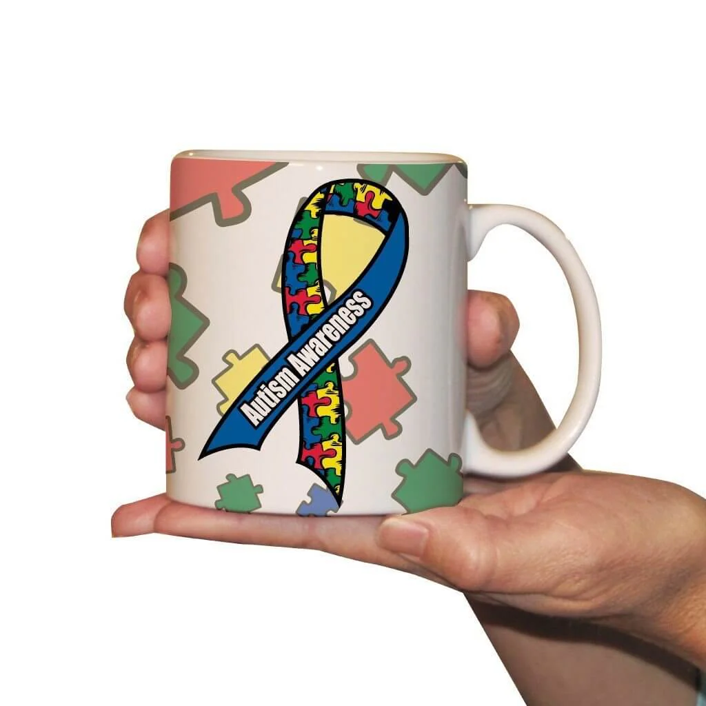 Autism Awareness Blue Ribbon Coffee Mug - Image 3