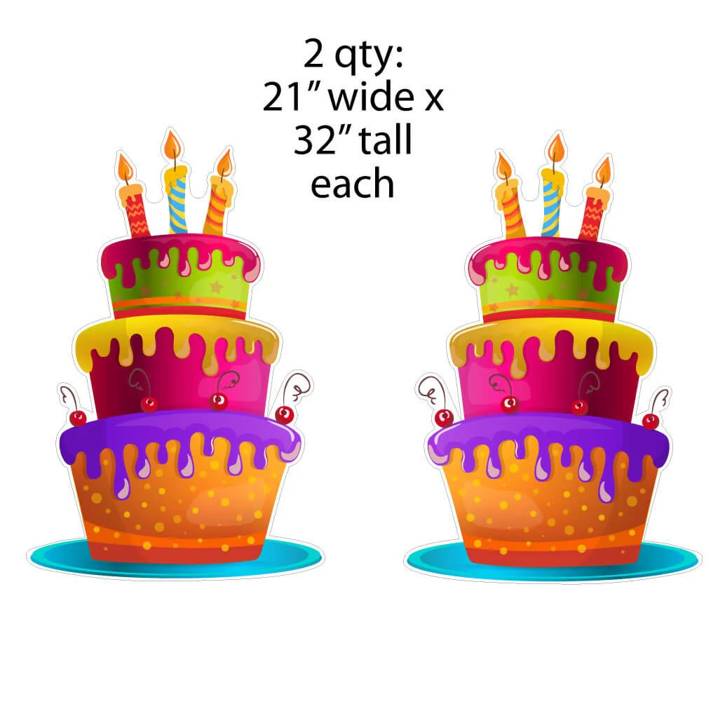 Colorful Balloon Clusters, Cakes & Stacks of Presents Yard Card Fillers - Image 3