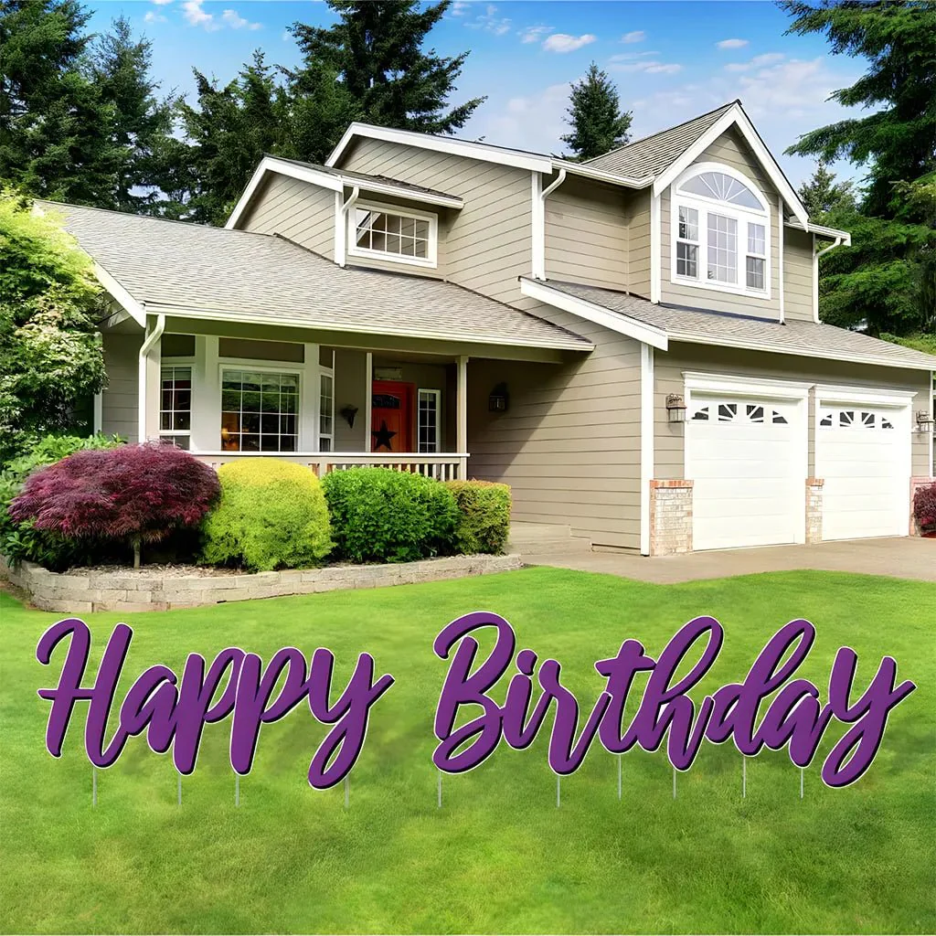 Cursive Solid Colors Happy Birthday Quick Set Yard Card 5 pc set - Image 11