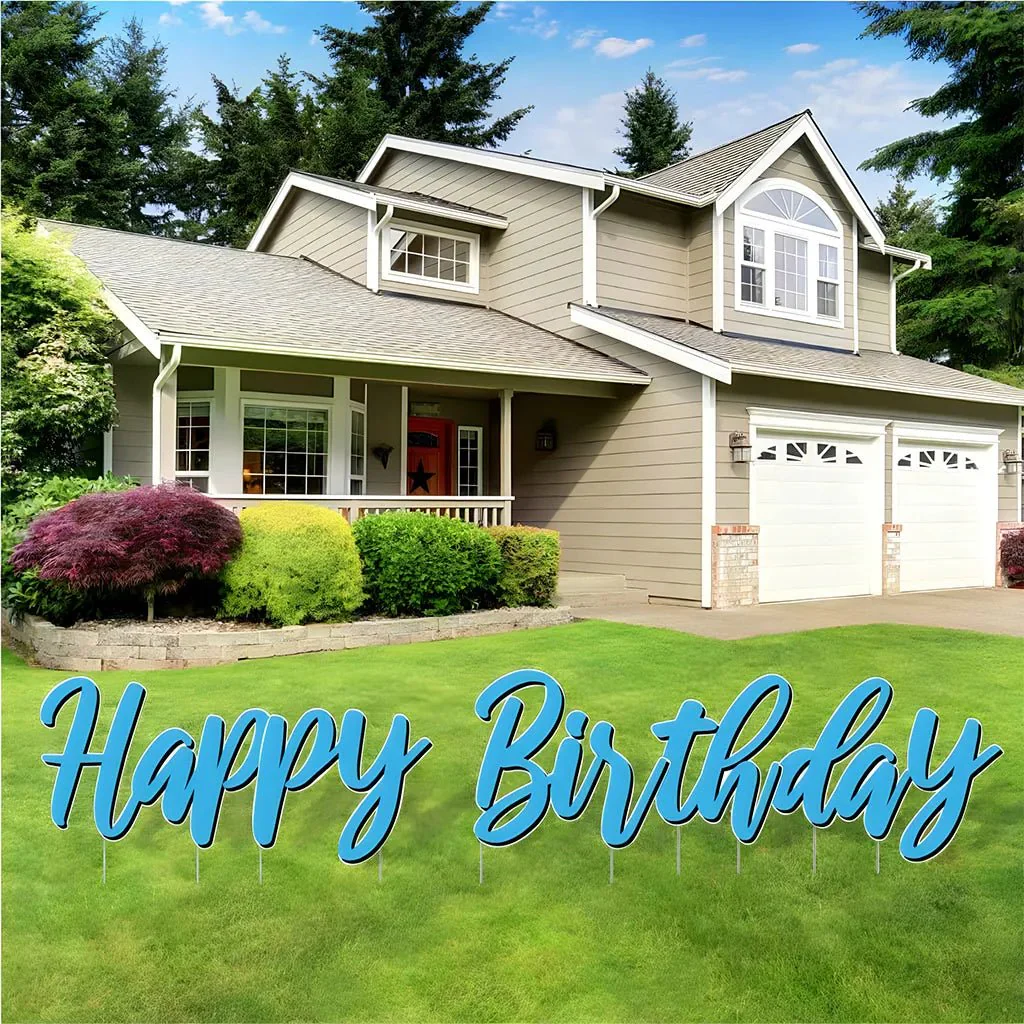 Cursive Solid Colors Happy Birthday Quick Set Yard Card 5 pc set - Image 8