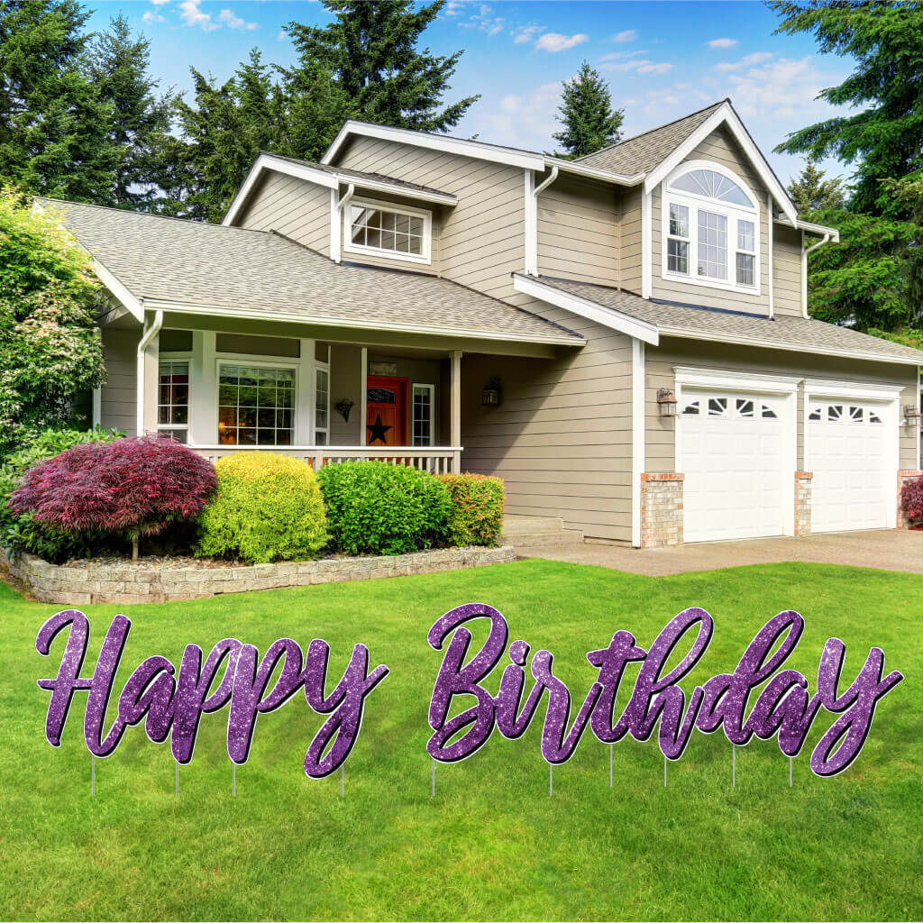 Sparkle Cursive Happy Birthday Quick Set Yard Card - 5 pc set - Image 10