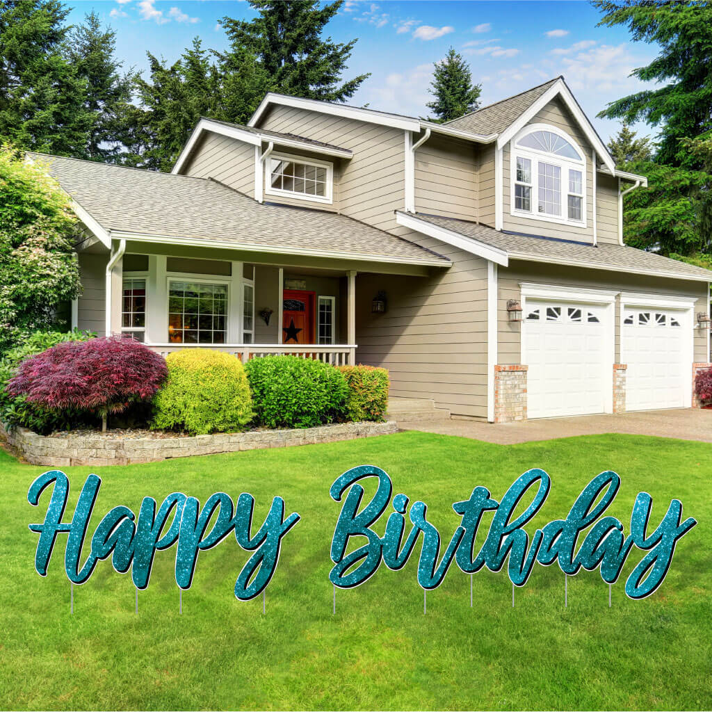 Sparkle Cursive Happy Birthday Quick Set Yard Card - 5 pc set - Image 12