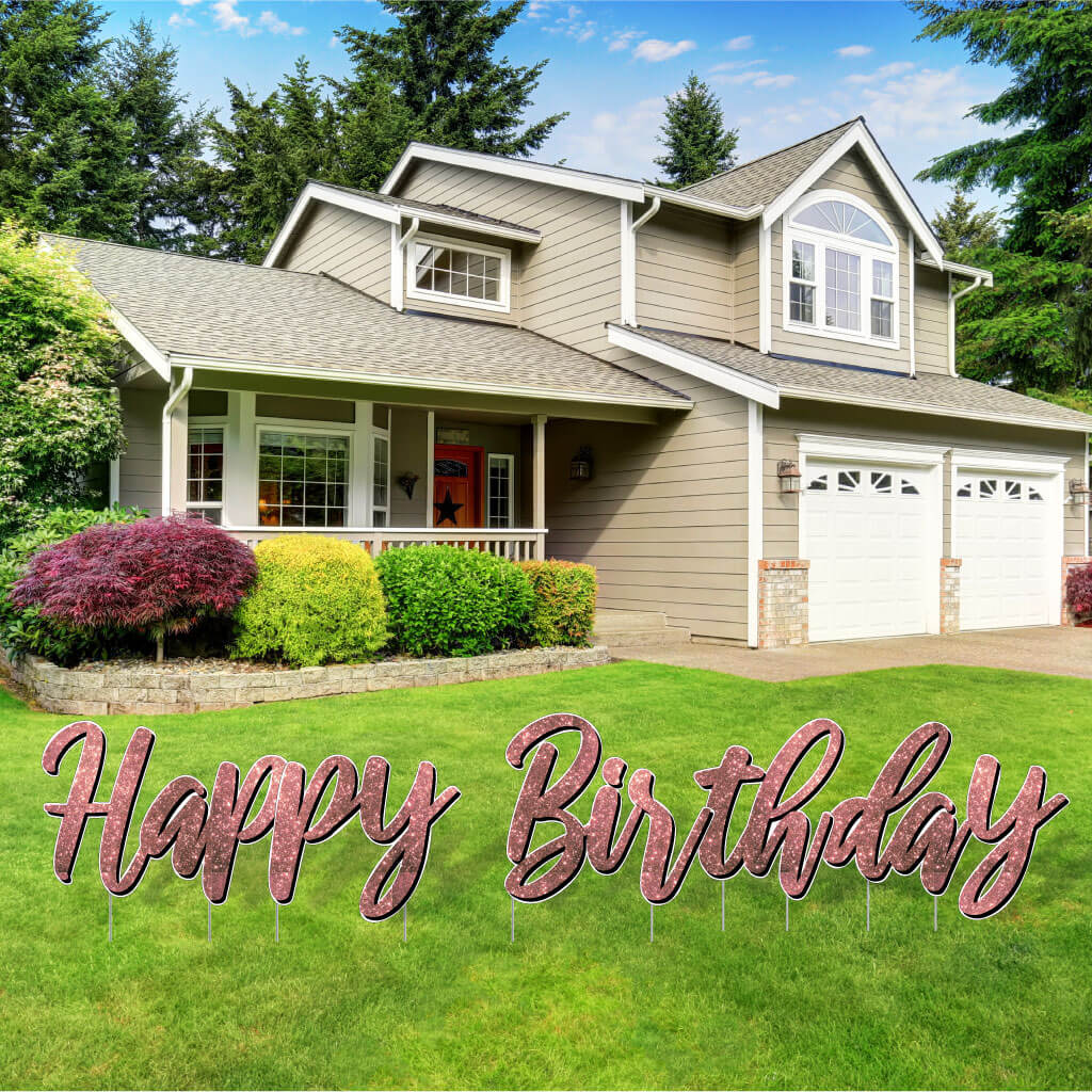 Sparkle Cursive Happy Birthday Quick Set Yard Card - 5 pc set - Image 14