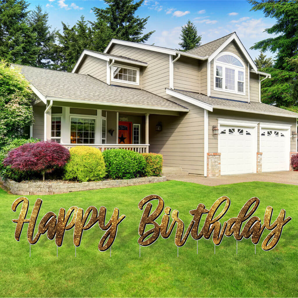Sparkle Cursive Happy Birthday Quick Set Yard Card - 5 pc set - Image 15