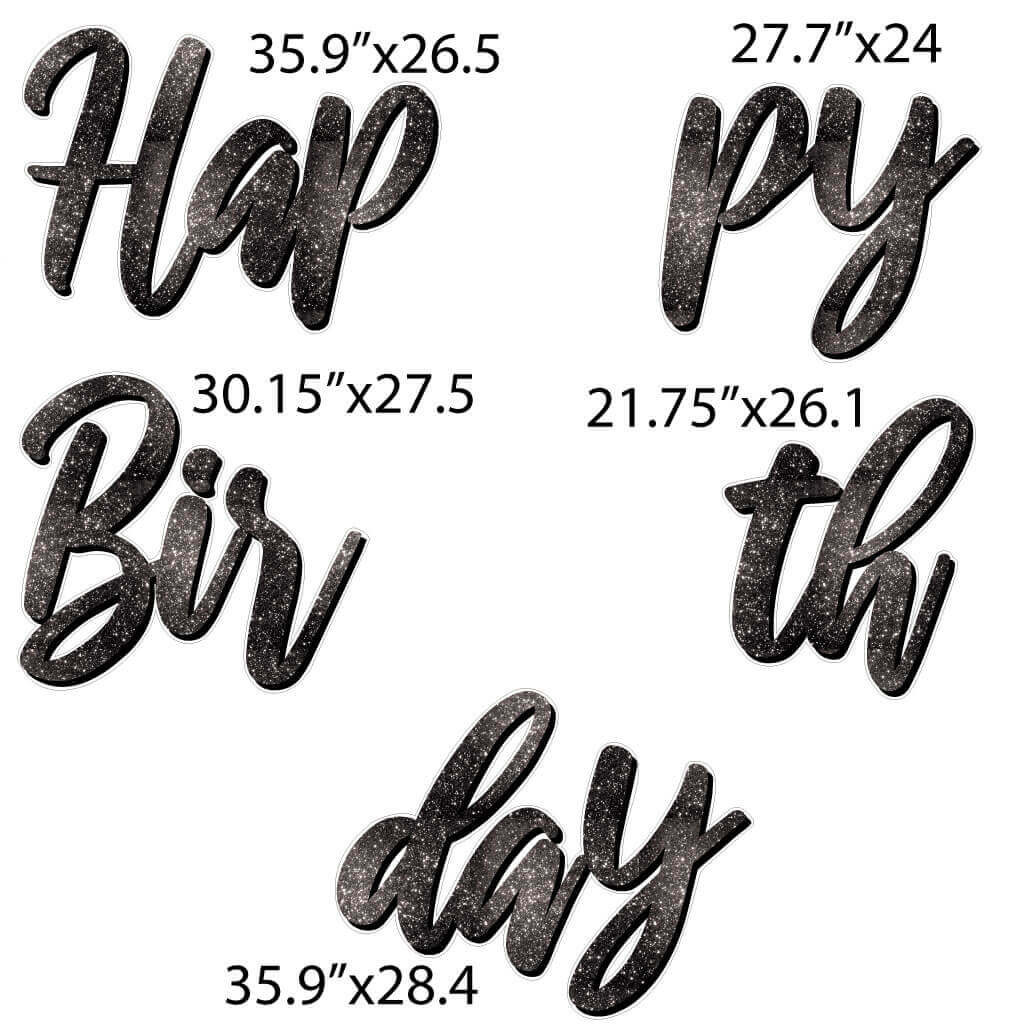Sparkle Cursive Happy Birthday Quick Set Yard Card - 5 pc set - Image 3