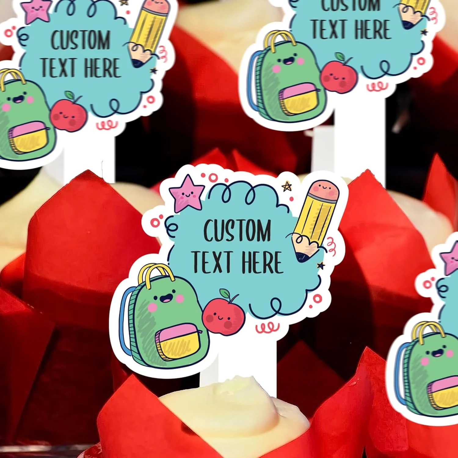 Custom Welcome Back to School Cupcake Toppers - Image 4