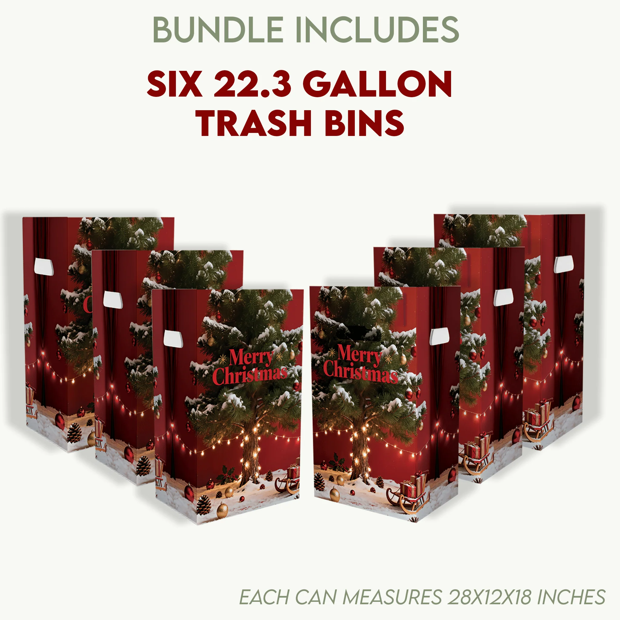 Merry Christmas Bundle - Backdrop Banner, Cupcake Toppers, Can Coolers and Trash Bins - Image 5