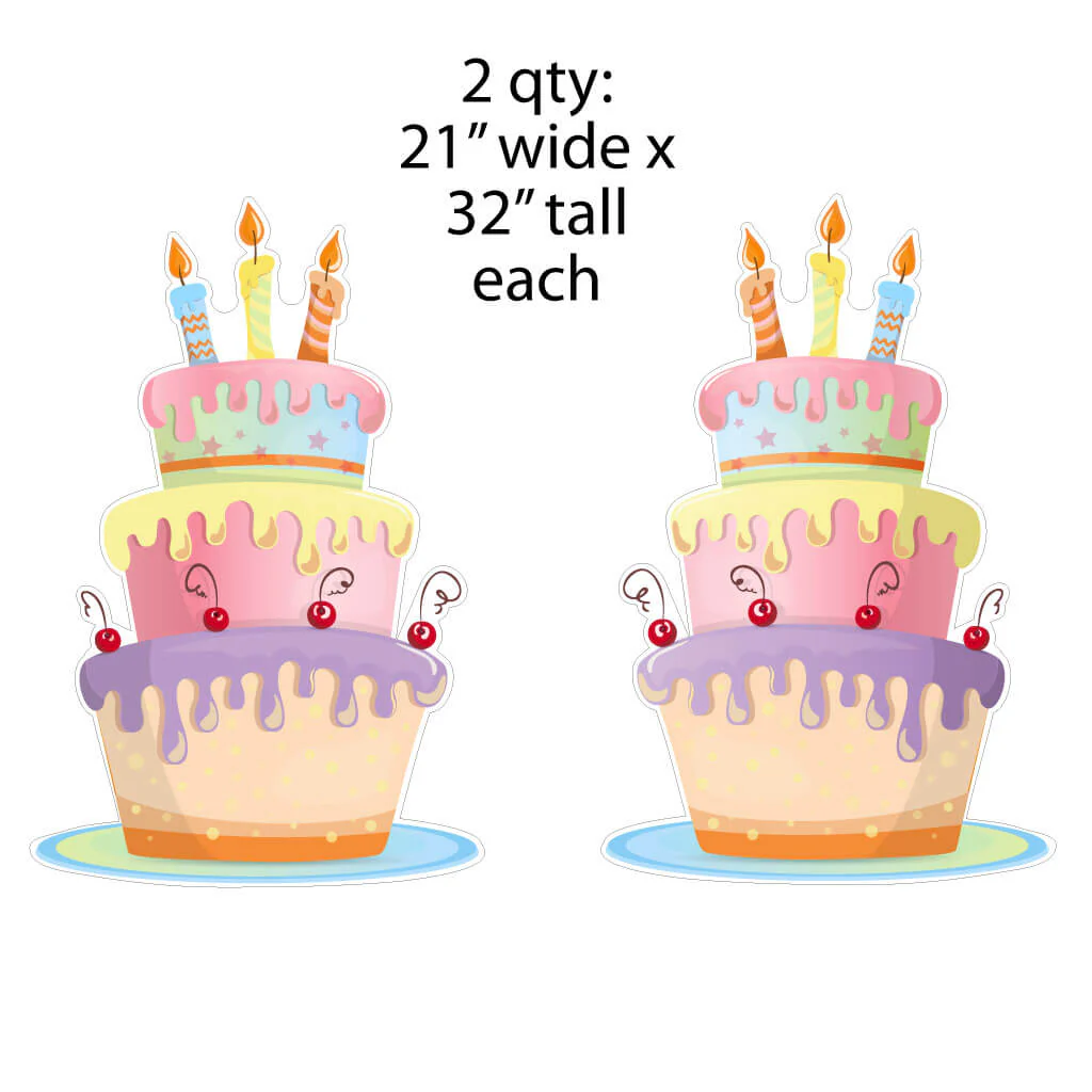 Pastel Balloon Clusters, Cakes & Stacks of Presents Yard Card Fillers - Image 3