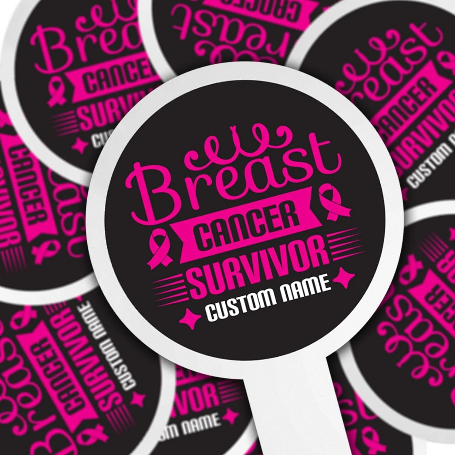 Personalized Breast Cancer Survivor Cupcake Toppers - Image 3